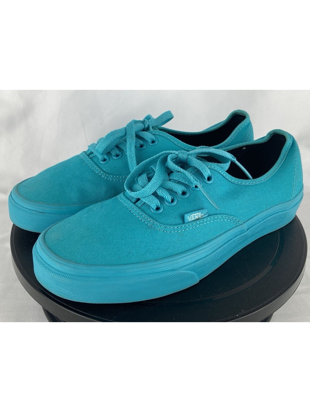 Women’s 8.5 Vans Authentic Turquoise Teal Monochrome Low Top Canvas Sneakers